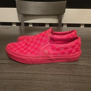 Vans Women’s Size 8 Classic Slip On Pink And Hot Pink Checkered